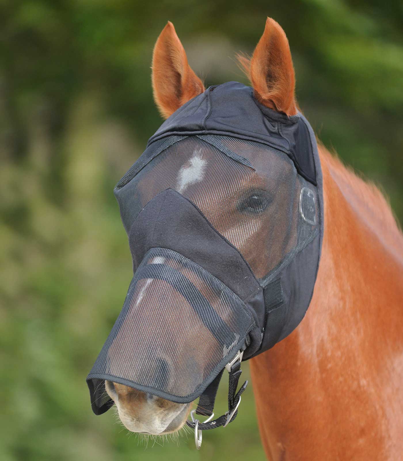 Waldhausen Fliegenmaske mit Nasenschutz "ohne Ohren" Schwarz Pony